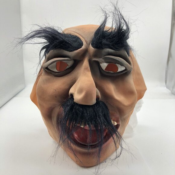 Halloween Mask Costume man with long eyebrows and mustache - Picture 1 of 14